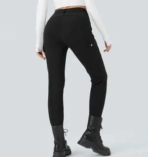Halara High Waisted Zipper Pockets Solid Skinny Cargo Pants  thumbnail 6