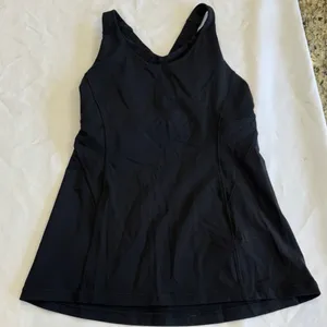 Lululemon Stash N Run Tank Top Built In Bra Size 4 Black Criss Cross Pockets thumbnail 14