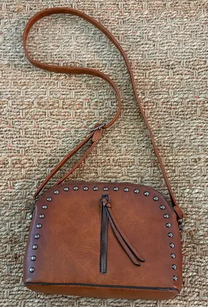 Sam & Hadley Brown Studded Shoulder Bag thumbnail 1
