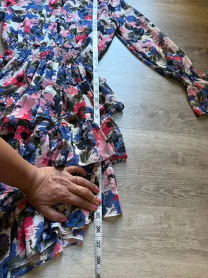 Misa Los Angeles Savanna Floral Asymmetrical Ruffle Layer Dress Size M Mock Neck thumbnail 13