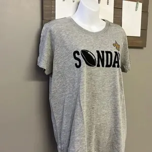 NFL New Orleans Sunday Football Women’s Short Sleeve Heather Gray T-Shirt-Large thumbnail 2