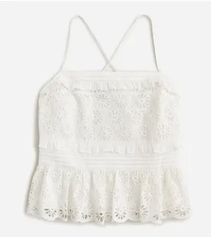 NEW! J.Crew Jessie Eyelet Peplum Top in White thumbnail 1