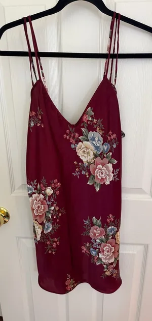 Vintage Dominique & Simone Burgundy Floral Slip Dress Size Medium thumbnail 1