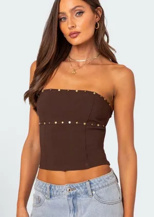 NWT Edikted Darcy Studded Lace Up Corset medium thumbnail 1