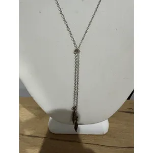 925 Sterling Silver Feather Y Drop Necklace Lariat Style thumbnail 3