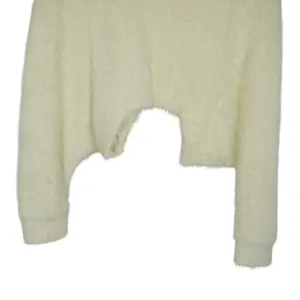 Free People FP One Ivory Fuzzy Knit Cropped Sweater Cozy Oversized Soft thumbnail 4