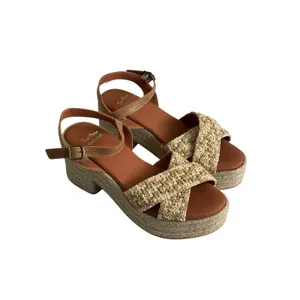 Toni Pons Atenes Platform Block Heel Espadrille Sandal Size 37 Beige Tan NWOT thumbnail 3
