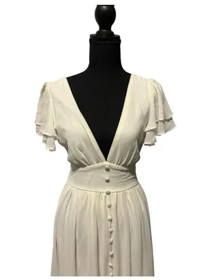 Windsor Summer Daydream Ivory Ruffled Chiffon Maxi Dress (NWT) thumbnail 6