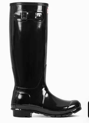 Hunter Women’s Original Tall Gloss Rain Boots Black Size 7 thumbnail 1