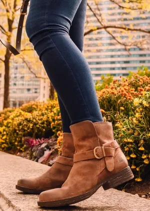 Born Brown Ankle Booties with Buckle Size 8 thumbnail 1