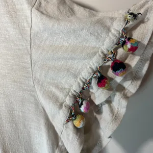Lilka Womens T Shirt Top Multicolor‎ Pom Pom Sleeve Boho Crop Medium thumbnail 3
