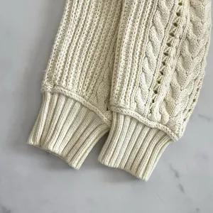 J. Crew Aran Cable Knit V-Neck Sweater Cream XS Tennis Prep Scandi Chic Preppy thumbnail 9