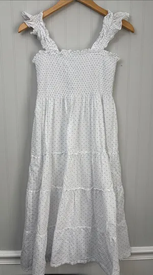 Hill House Home Swiss Dot Smocked Tiered Midi Dress Women Size XS thumbnail 1