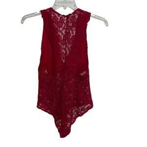 AmbuRance Red Lace Bodysuit V Neck Sleeveless Full Lace Size 2X thumbnail 8