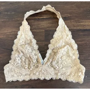Intimately Free People Women's Galloon Lace Halter‎ Bra Top In Color Nude Sz S thumbnail 2