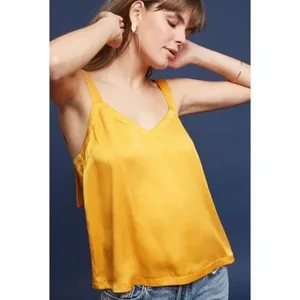Anthropologie Floreat Tangerine Silk Cross Tank Top Camisole Blouse Cami Large thumbnail 9