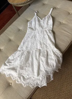 Japna 100% Cotton White Eyelet Lace Summer Dress Size Small thumbnail 1