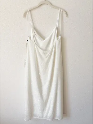 Jenny Yoo Poppy Dress White Striped Sequin Size 19 / XXL Bridal Wedding thumbnail 2