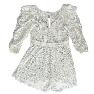 For Love & Lemons Women’s Santo Shorts Romper in White Lace Size Small thumbnail 7