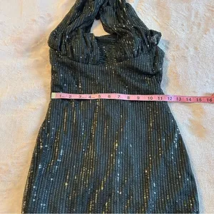 NWOT black sequined halter bodycon mini dress size 0 prom cocktail party dress thumbnail 8