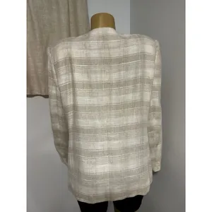 Executive Collection Womens Beige Linen Blend Plaid Skirt Suit Set Size 16 thumbnail 3