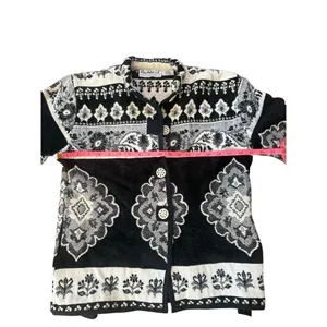90s Vintage Flashback Tapestry Jacket Black and White P/L thumbnail 4