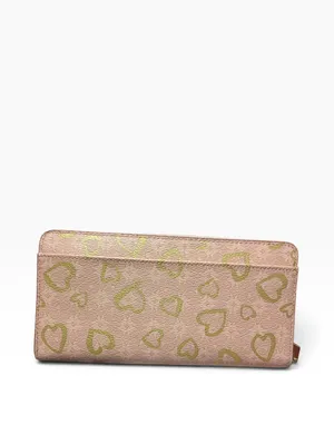 Coach Blush Pink Gold Heart Print Zip Around Continental Wallet thumbnail 2