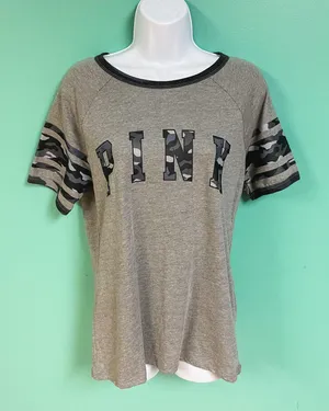 Victoria's Secret PINK Gray Camo Short Sleeve Tee thumbnail 1