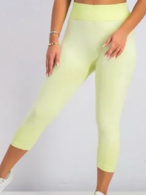 NEW BALANCE X J. CREW Seamless Crop Leggings in Neon Yellow - Size M - NWT NEW thumbnail 1