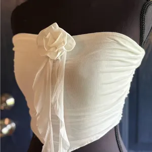 Princess Polly White Strapless Top with Floral Detail NWOT thumbnail 2