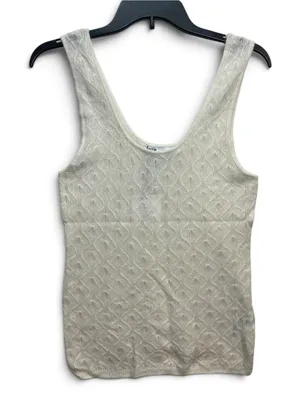 Zara Wool Alpaca Pointelle Knit Tank Top Women’s L White Sleeveless NWT thumbnail 3