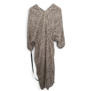 PrettyLittleThing Stone Dalmatian Tie Waist Batwing Sleeve Maxi Dress USA 6 NWT thumbnail 2