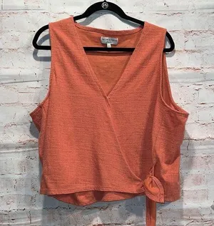 Madewell texture and thread sleeveless blouse side tie splice neck line plus 3x thumbnail 1
