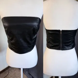 Kendall‎ & Kylie Black Faux Leather Corset Tube Top Y2K Festival Medium thumbnail 12