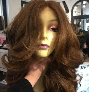 Auburn Wig red brown Human Blend long Swisslace thumbnail 1