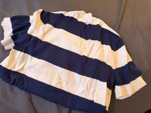 Magaschoni short sleeve blue striped top thumbnail 4