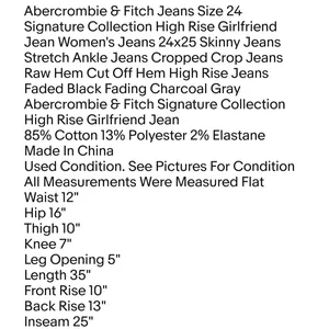 Abercrombie & Fitch Jeans Size 24 Signature Collection High Rise Girlfriend Jean thumbnail 7