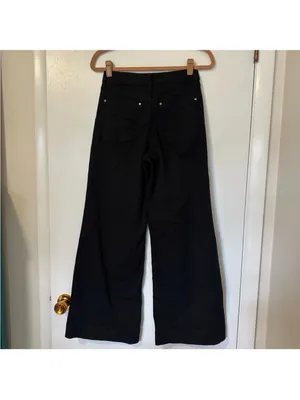 Anthropologie Maeve Wide Leg Flare Jeans Womens 26 Black Cotton Blend Stretch thumbnail 5