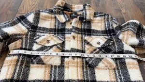 Volcom Sherpa Plaid Jacket Shacket Women's Size Medium Oversized Fit thumbnail 5