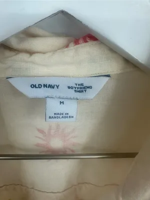 Old Navy The Boyfriend Shirt Sun Celestial Button Up Size Medium Linen Blend thumbnail 2