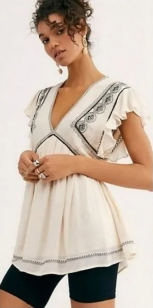 Free People Falling Water White Tunic Top size S thumbnail 1