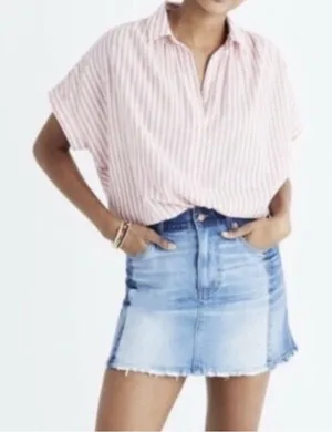 Madewell 1 denim‎ mini skirt Pieced McCarren patchwork raw hem boho jean wo… thumbnail 1