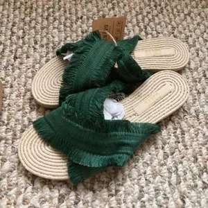 New Crevo Monroe green fringe sandals thumbnail 2