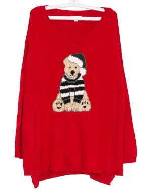 NY&C Sweater Bear Christmas Festive Holiday Novelty Cottage Retro Cozy Red Large thumbnail 1