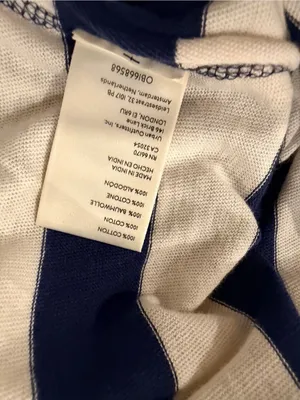 NWOT Free People We The Free Size XL Blue Cream Striped Thermal Knit V Neck Top thumbnail 10