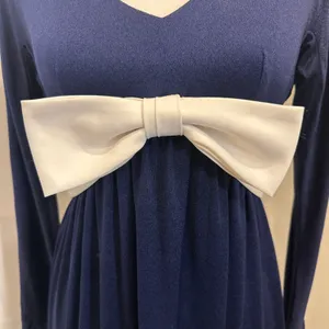 VTG‎ 70s Blue Bucolic Maxi Dress Bow Accent Boho Hippie Victorian Edwardian XS thumbnail 6