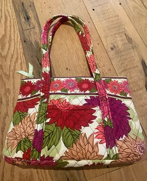 Vera Bradley Hello Dahlia Handbag Pink Flowers Quilted Shoulder Bag Tote Purse thumbnail 1