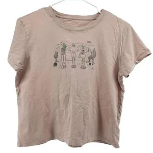 American Eagle Alien Tourist T-Shirt Desert Cactus Crewneck Short Sleeve Pink S thumbnail 1