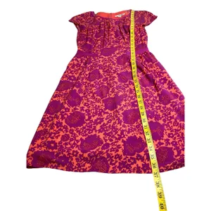 Boden Easy Day Cap Sleeve Mini Dress in Orange in Fuchsia Floral Size 4 EUC thumbnail 6
