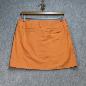 Express Orange Cotton Blend Zip Front Mini Skirt Size 6 Y2K‎ Bright Preppy thumbnail 2